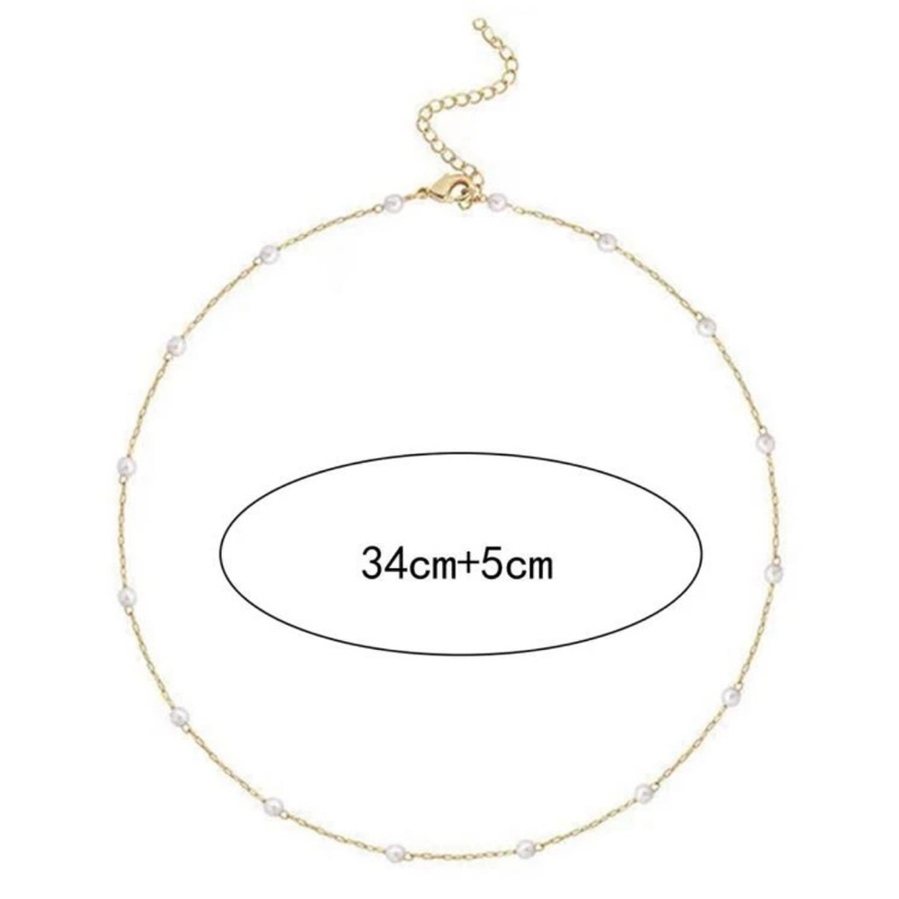 ⚠️Clearance Faux Pearl Yellow Gold Choker Necklace - Picture 3 of 3